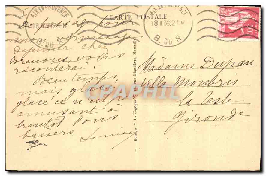 Aix-en-Provence — Fontaine Monumentale de la Rotonde — CPAPHIL 455 — Verso