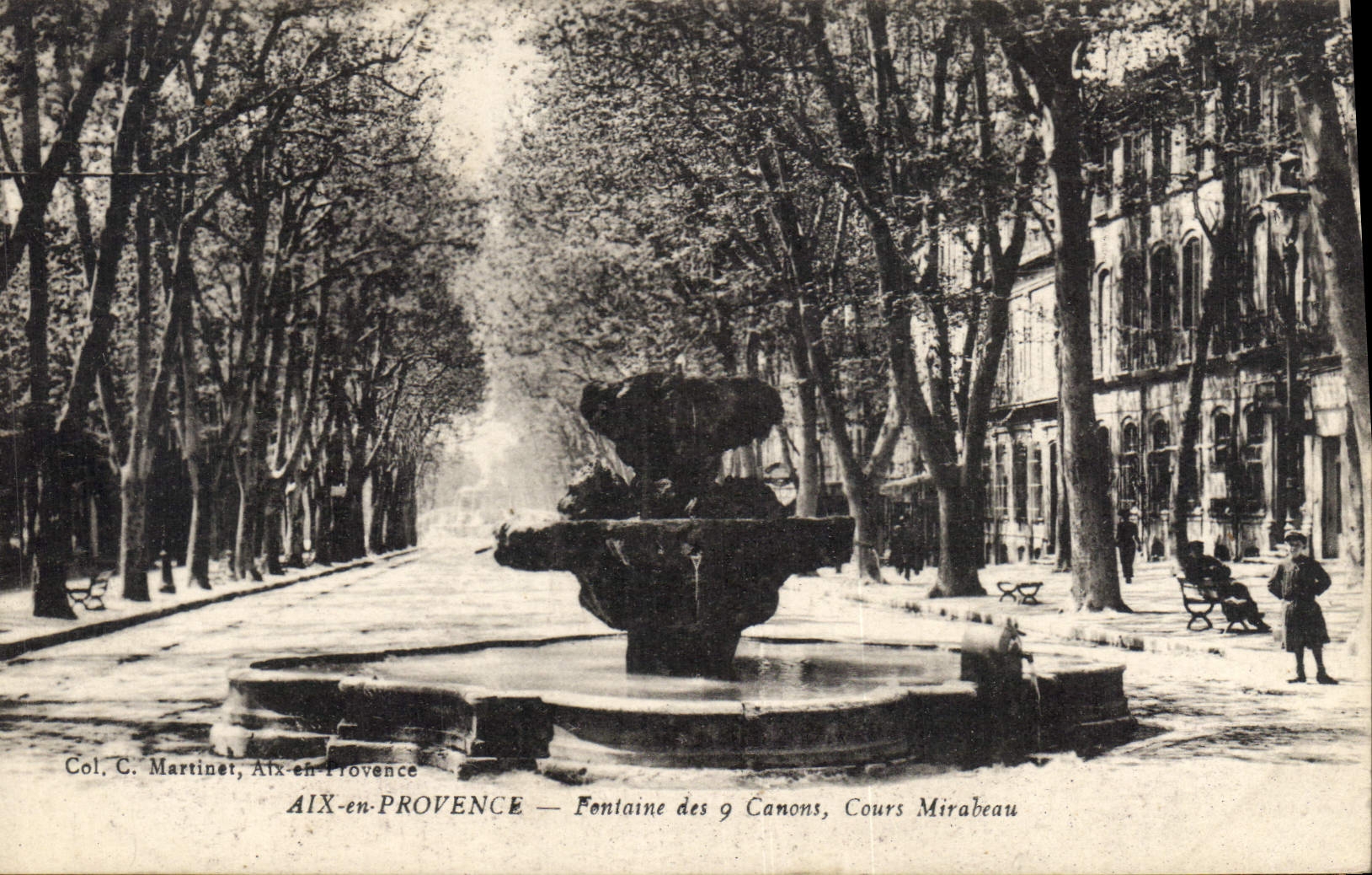 Aix-en-Provence — Fontaine des 9 Canons, Cours Mirabeau — Col. C. Martinet