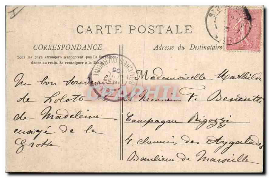 La Sainte-Baume - Intérieur de la Grotte — Phototypie E. Lasgour, Marseille, n°478 — Verso