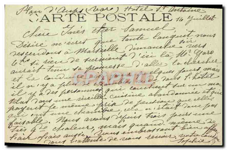 St-Faumé - Col et Pic de Bretagne — éditeur non visible, n° de série non lisible — Verso
