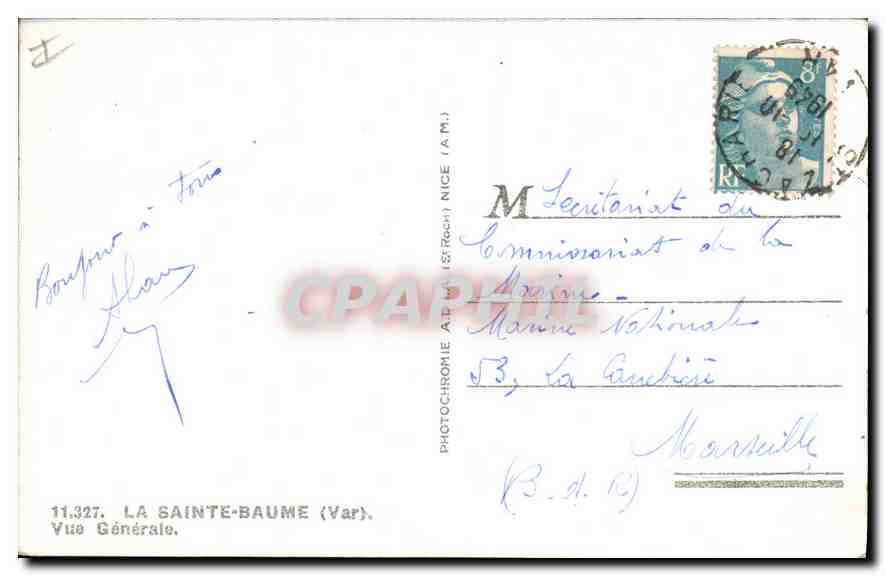 La Sainte-Baume (Var) — Allgemeiner Blick — Verlag Adlia, Nr. 11.327 — Rückseite