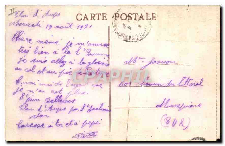 CPA Sainte Baume L'Hotellerie  — Verso