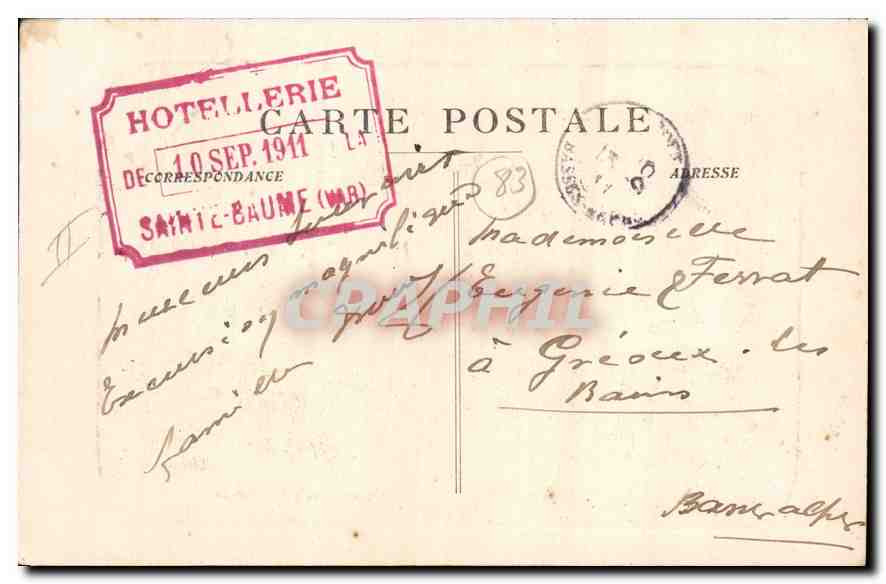 CPA La Sainte Baume Le Saint Pilon vue prise sur le Plateau  — Verso