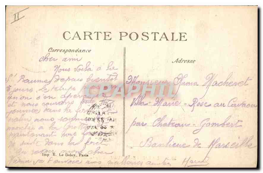 CPA La Sainte Beaume Le Saint Pilon  — Verso