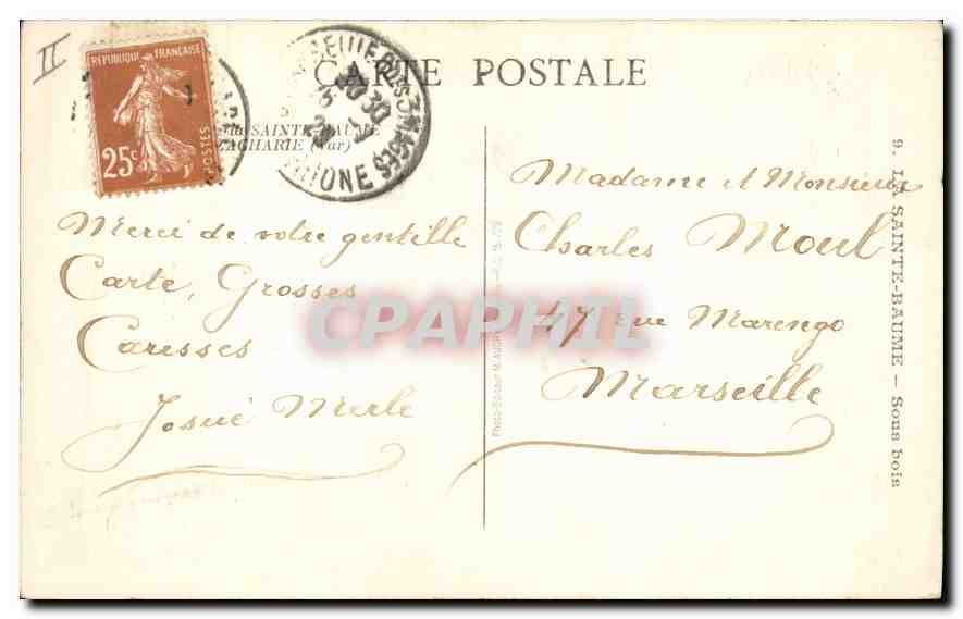 CPA La Sainte Baume Sous Bois Automobile — Verso