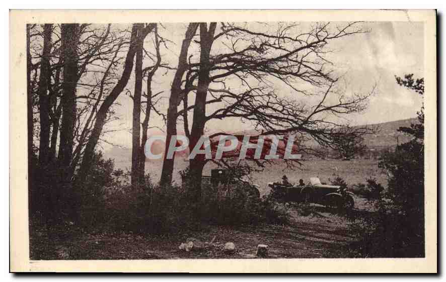 Voiture ancienne dans les bois — Sainte-Baume — HOTELLERIE de la Sainte-Baume
