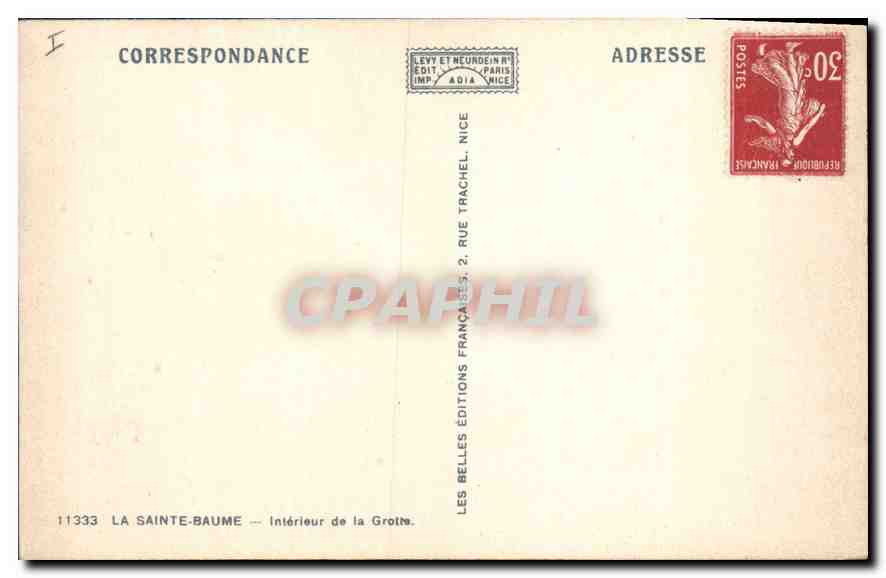 CPA La Sainte Baume Interieur de la Grotte  — Verso