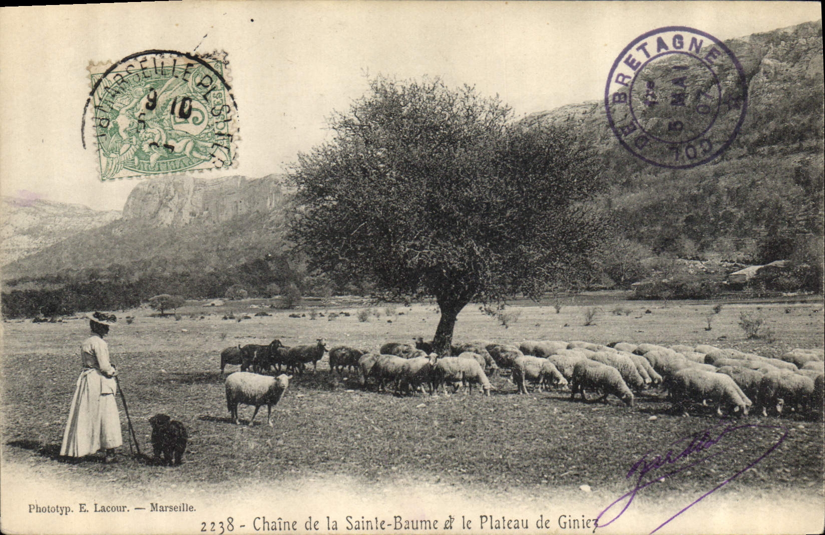 Chaine de la Sainte-Baume & le Plateau de Giniez — Phototyp. E. Lacour — Marseille — n° 2238