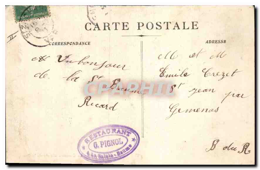 CPA La Sainte Baume Le Canape Montee de la Grotte  — Verso