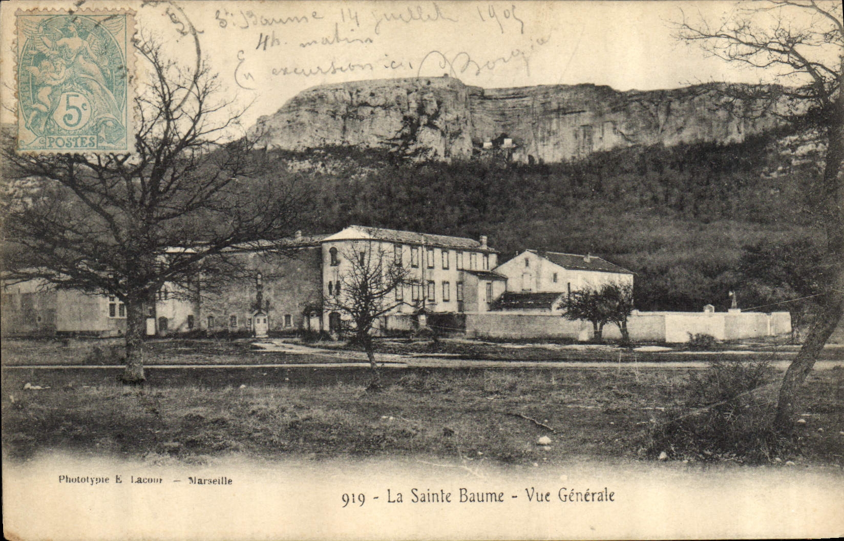La Sainte Baume — Vue Générale — Phototypie E. Lacour — Marseille, n° 919