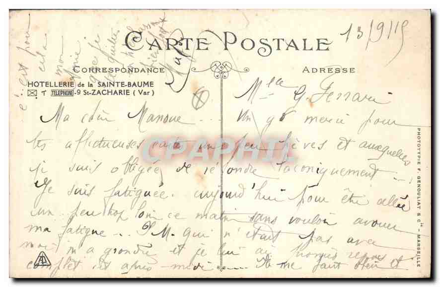CPA La Sainte Baume Le Grand Grotte  — Verso