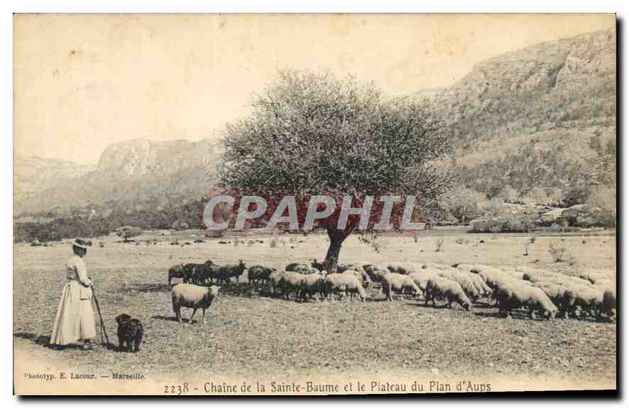 Chaine de la Sainte-Baume et le Plateau du Plan d'Aups — Phototyp. E. Lacour — Marseille, n° 2238