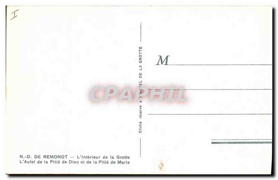 Grotte de Remonot — L'Autel de la Pitié de Dieu et de la Pitié de Marie — N.-D. de Remonot — Reverso