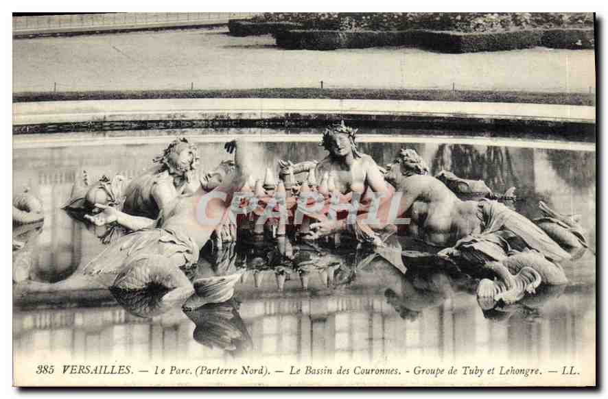 CPA Versailles Le Parc Parterre Nord Le Bassin des Couronnes Groupes de Tuby et Lehongre