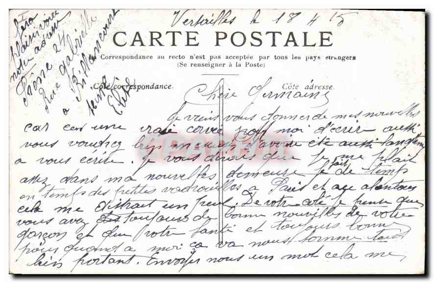 CPA Versailles Le Bosquet des Bains d'Apollon  — Verso