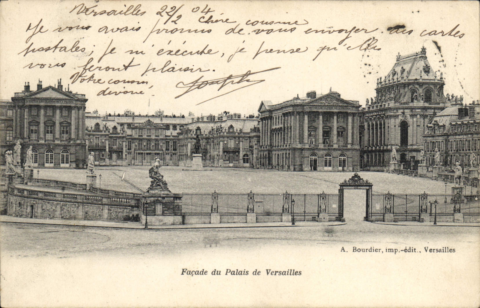 Versailles — Façade du Palais de Versailles — A. Bourdier, imp.-édit. Versailles