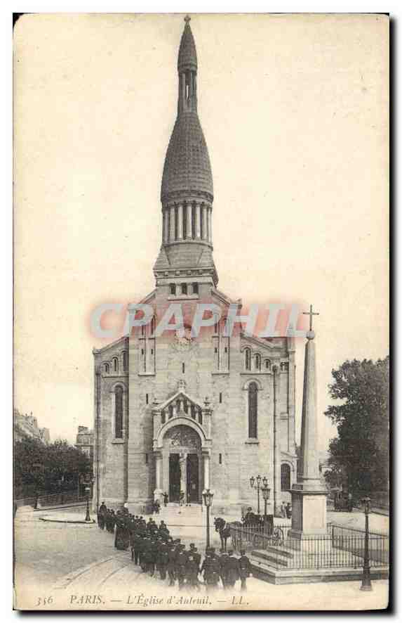 CPA Paris L'Eglise d'Auteuil Militaria
