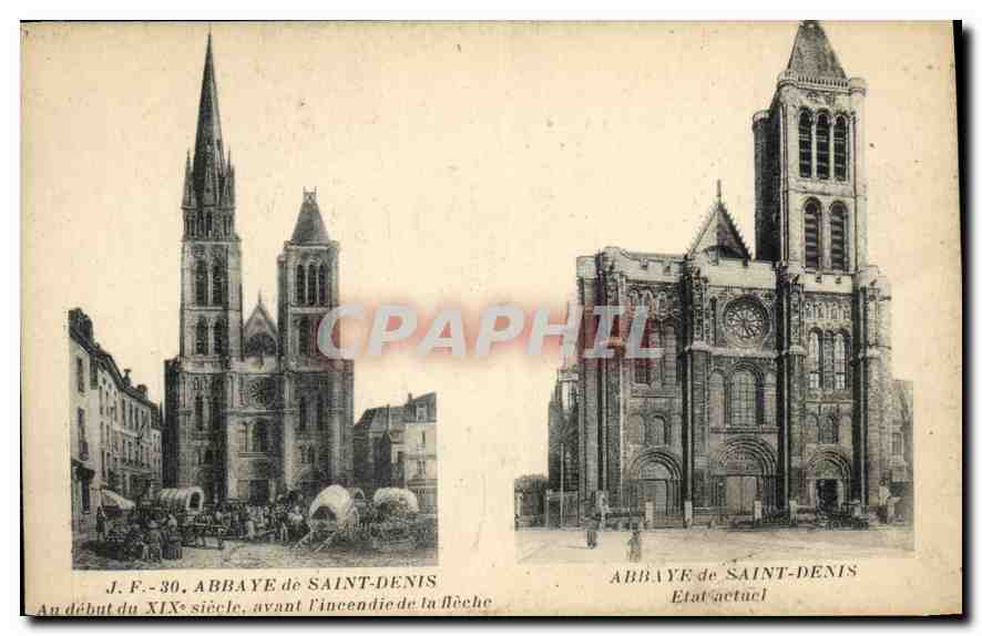 Abbaye de Saint-Denis — Comparaison historique — J.F.-30, Phototypie Bauduère, Paris