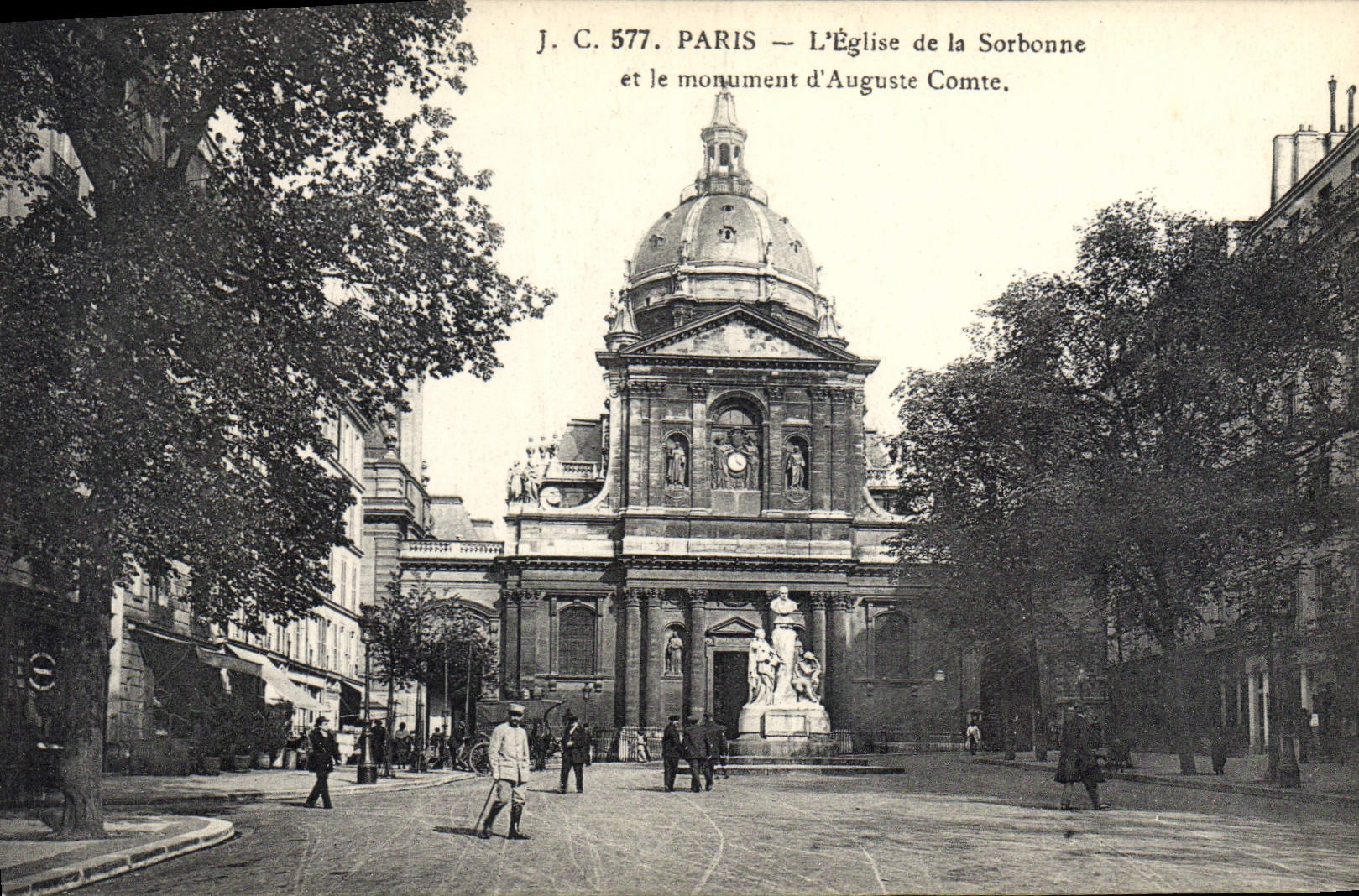 CPA Paris L'Eglise de la Sorbonne et le monument d'Auguste Comte 