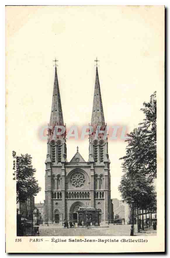 CPA Paris Eglise Saint Jean Baptiste Bellevilles 