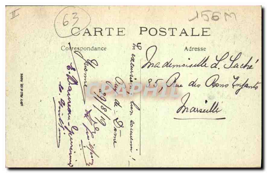 Die Straße vom Gipfel des Puy-de-Dôme zum Rocher de l'Aigle — Éd. Phazanel, Reproduktion verboten — Rückseite