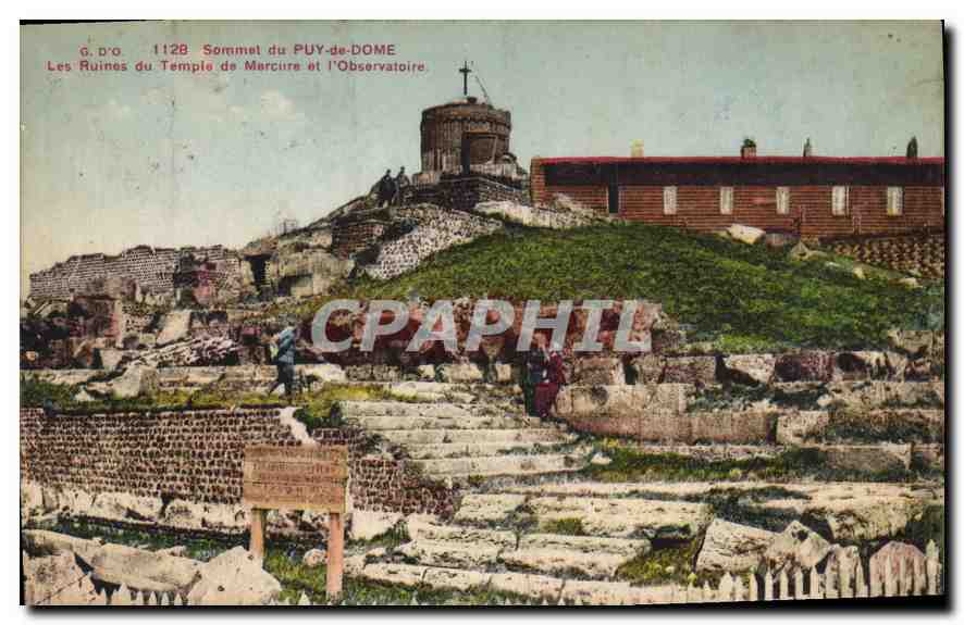 CPA Sommet du Puy de Dome Les Ruines du Temple de Marcure et l'Observatoire 