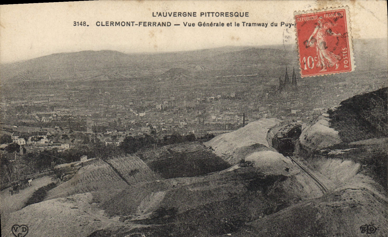 Clermont-Ferrand — Vue Générale et le Tramway du Puy — L'Auvergne Pittoresque, n°3148