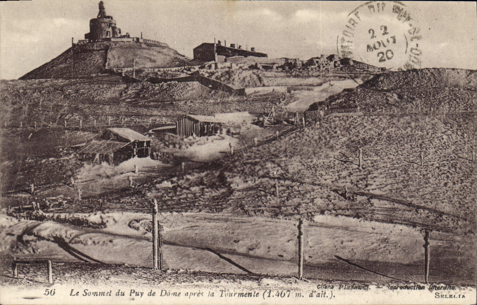 Le Sommet du Puy de Dôme après la Tourmente (1.407 m. d'alt.) — reproduction lithographique — Chicha Plaudeau, Sélestat