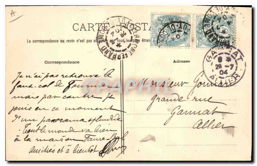 Arrivée au sommet du Puy-de-Dôme — Auvergne — P. Juliot, Clermont-Ferrand, G. Defaunay, Suce — Verso