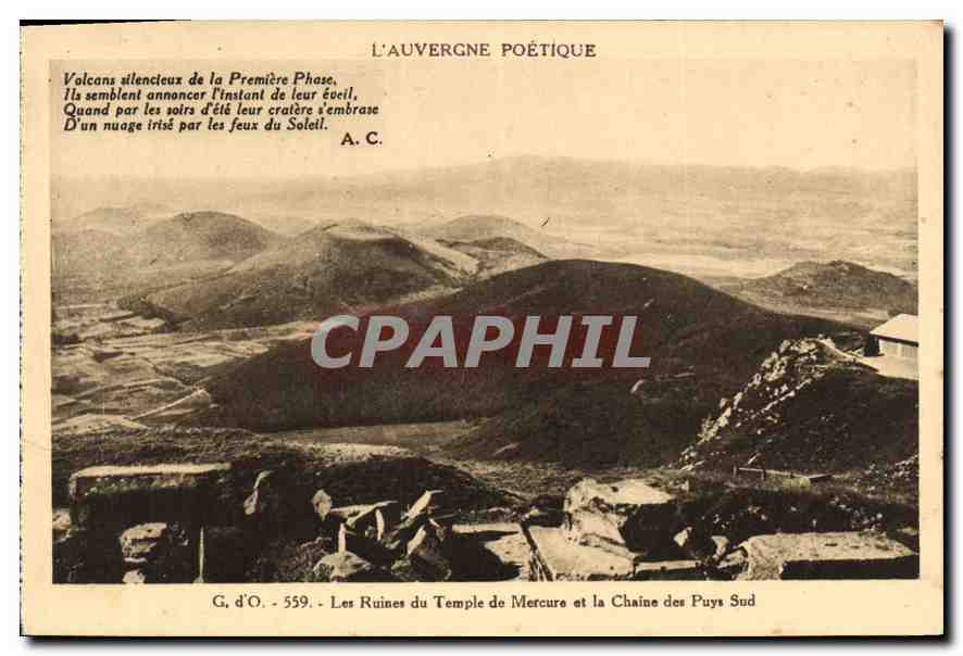 Les Ruines du Temple de Mercure et la Chaîne des Puys Sud — L'Auvergne Poétique — G. d'O. - 559