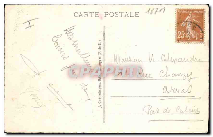 Le PUY de DOME — Die Route des Ceyssat-Passes bei seiner Einmündung in den Wald — J. Gouttefanges, Éd. (P.-de-D.) — Rückseite