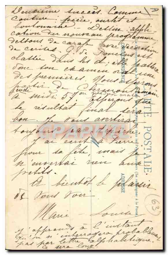 Puy de Dôme - Arrivée au Sommet — G. Delaunay, éditeur, Clermont-Ferrand, n°63 — Verso