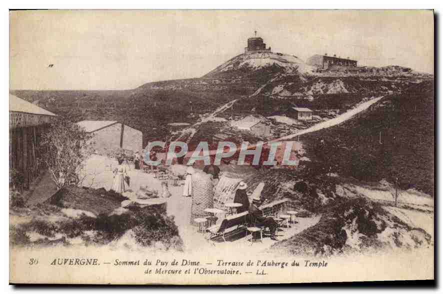 Auvergne — Summit of Puy de Dôme — Terrace of Auberge du Temple and Observatory — LL
