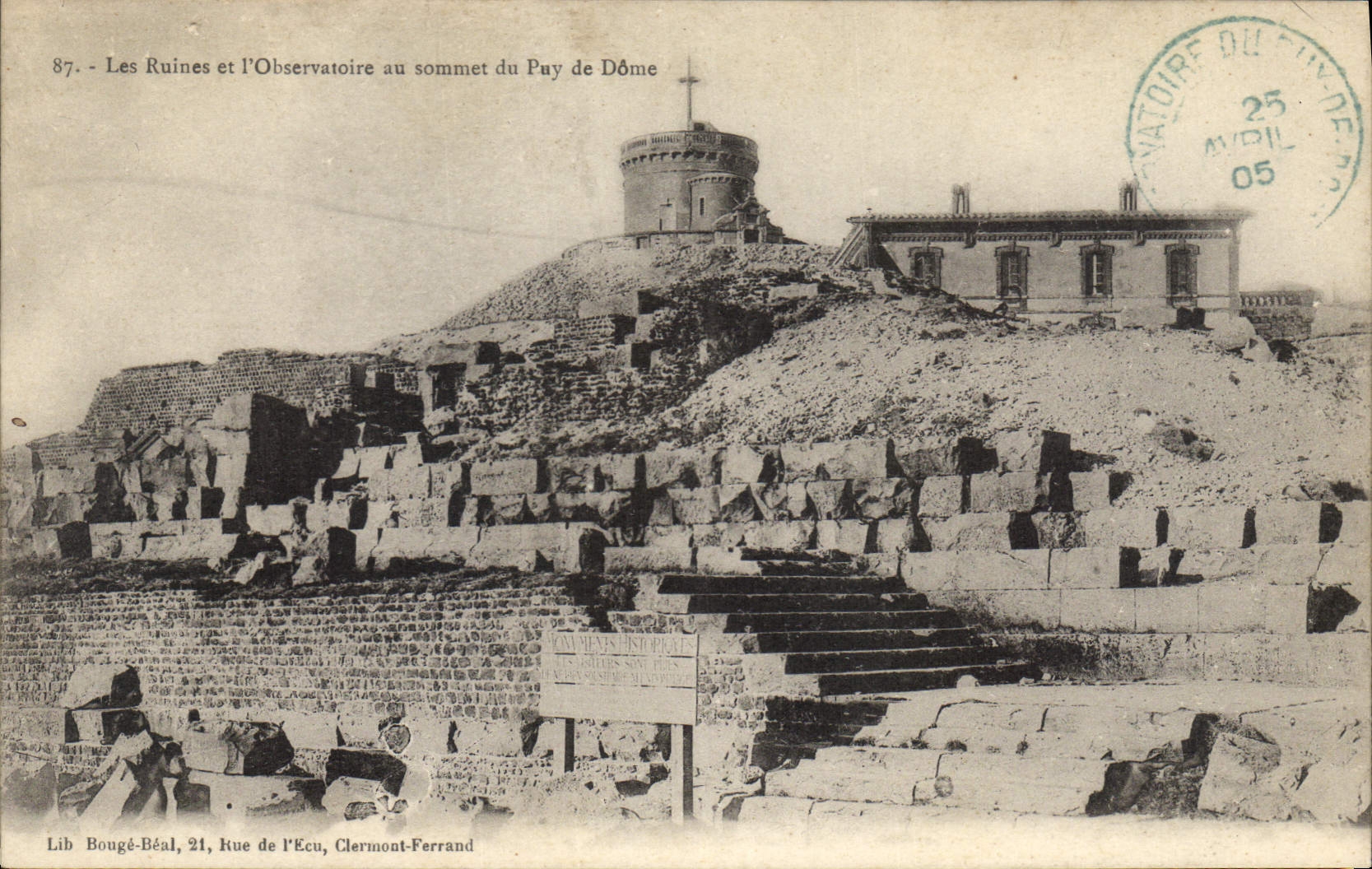 Les Ruines et l'Observatoire au sommet du Puy de Dôme — Lib Bougé-Béal, 21 Rue de l'Écu, Clermont-Ferrand