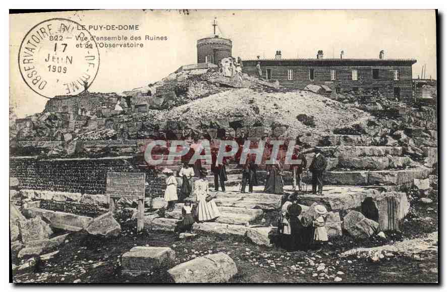 Le Puy-de-Dôme — Vue de l'ensemble des ruines et de l'Observatoire — CPAPHIL 822
