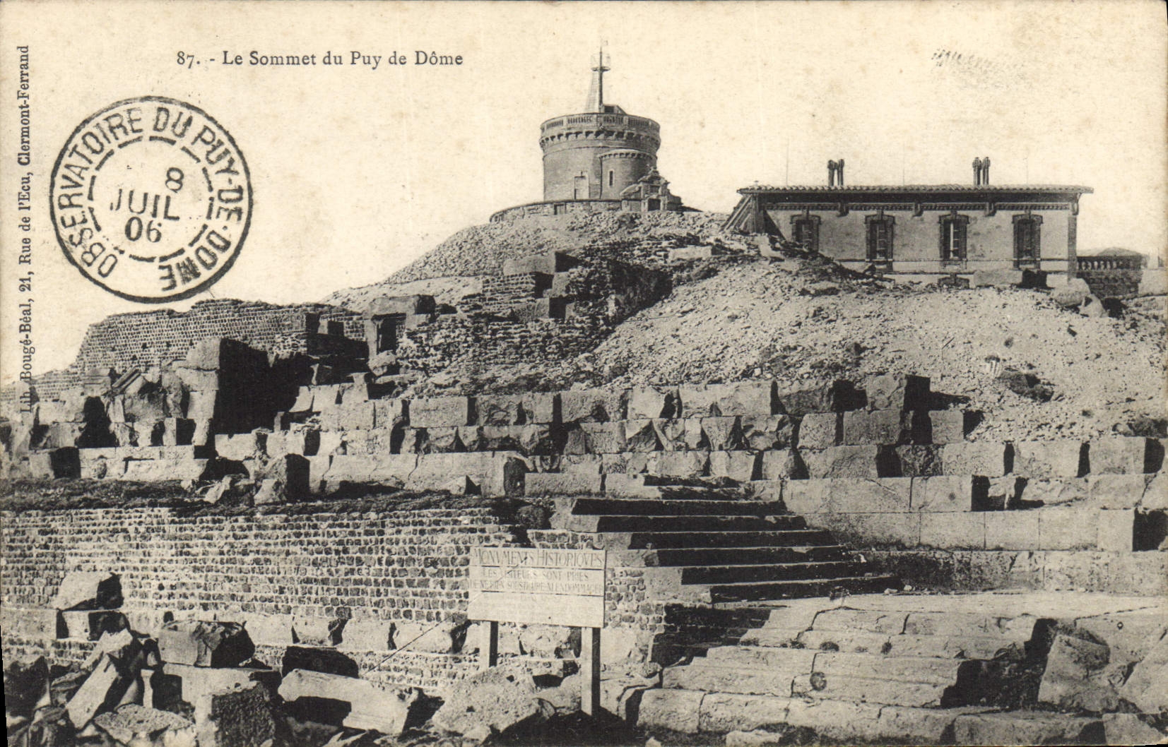 Le Sommet du Puy de Dôme — Observatoire — Éditeur L. Bougeé-Béal, n°87 - Recto