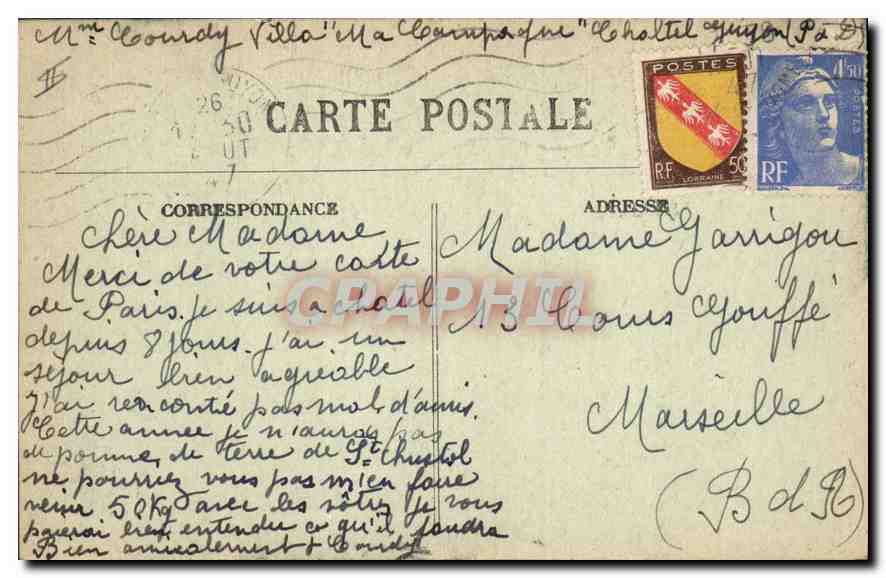 CPA Puy de Dome Chatel Guyon Entree du grand therme  — Rückseite