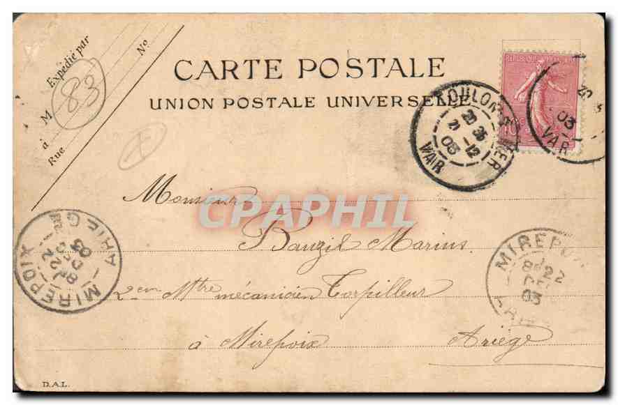 CPA Toulon Portes et Ponts Notre Dame Tramway — Verso