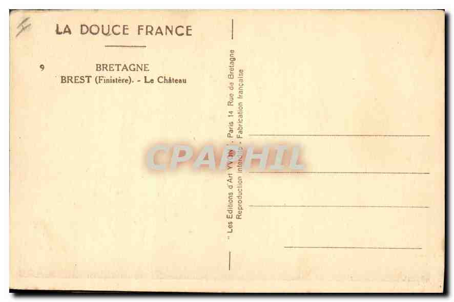 CPA Bretagne Brest Finistere Le Chateau  — Rückseite