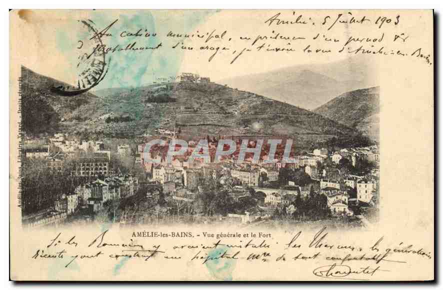 CPA Amelie les Bains Vue generale et le Fort 