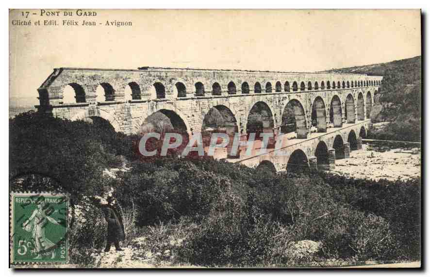 Pont du Gard — vue du célèbre aqueduc romain — Cliché et Edit. Félix Jean - Avignon