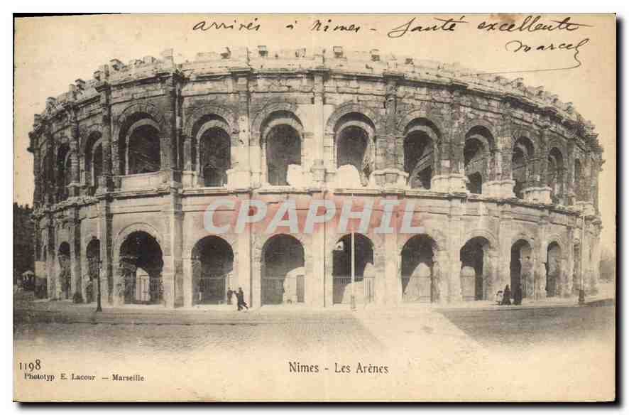 Nîmes - Die Arenen — Phototyp E. Lacour — Marseille, Nr. 1198