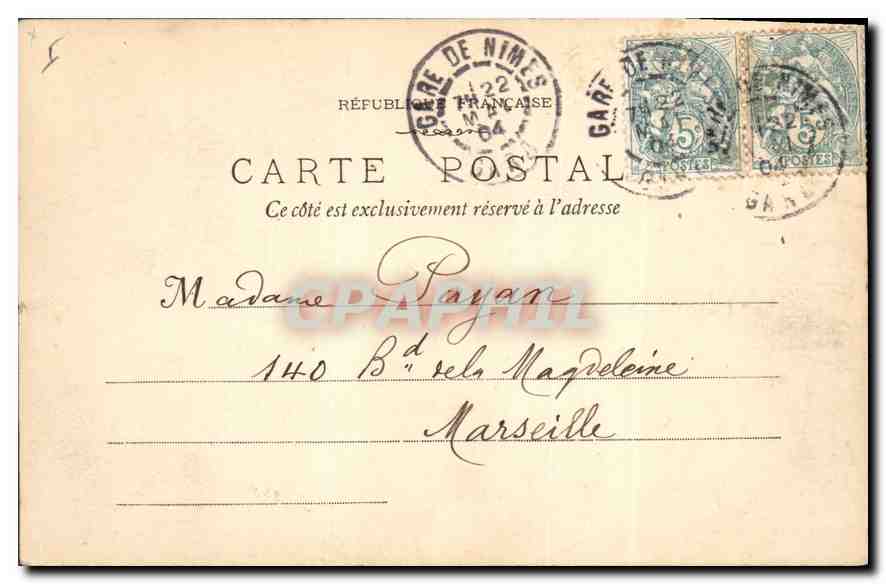 Nîmes - Die Arenen — Phototyp E. Lacour — Marseille, Nr. 1198 — Rückseite