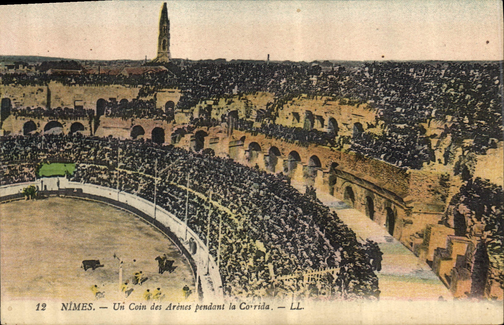 Nîmes — A Corner of the Arenas During the Bullfight — LL.
