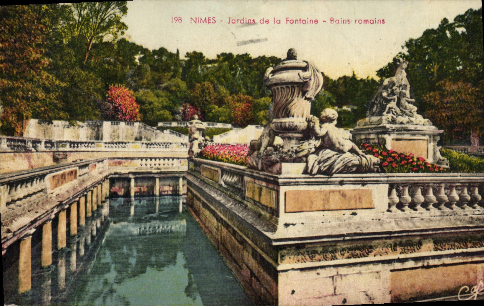 Nîmes - Jardins de la Fontaine - Bains romains — Éditeur C.F. n°198