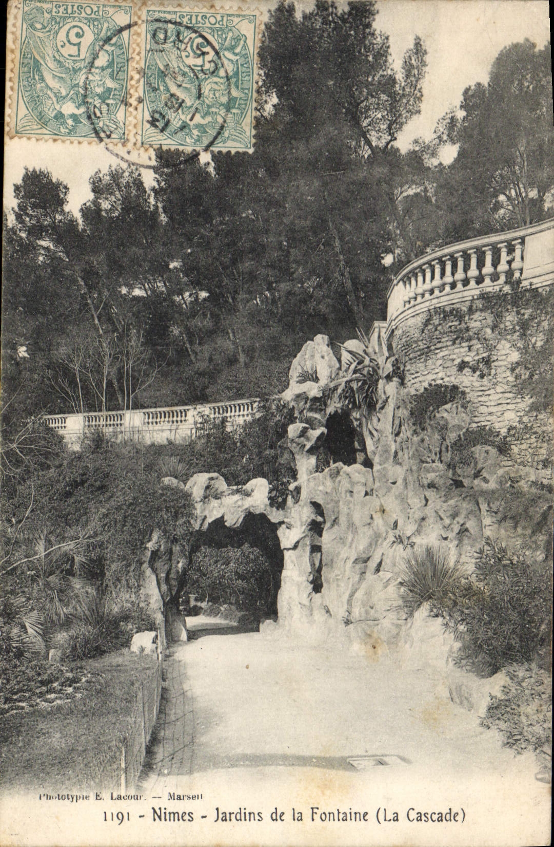 Jardins de la Fontaine (La Cascade) — Nîmes — Phototype E. Lacour, n° 1191