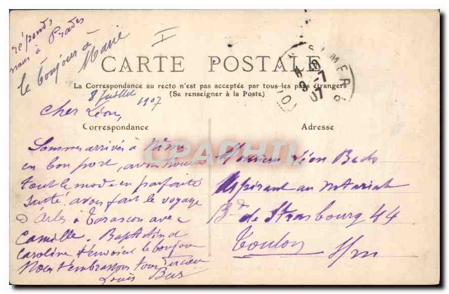 CPA Nimes Exterieur du Temple de Diane  — Rückseite