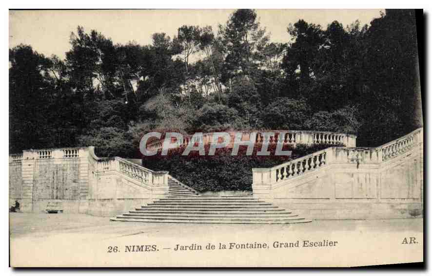 Nîmes — Jardin de la Fontaine, Grand Escalier — AR.