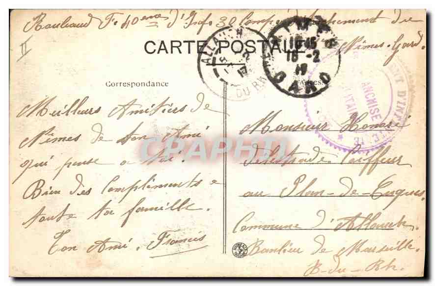 Nîmes — Vue générale — A. R., n° 30 — Verso