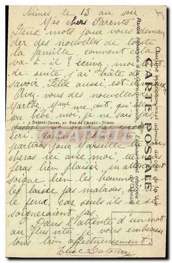CPA Nimes La Tour Magne  — Rückseite